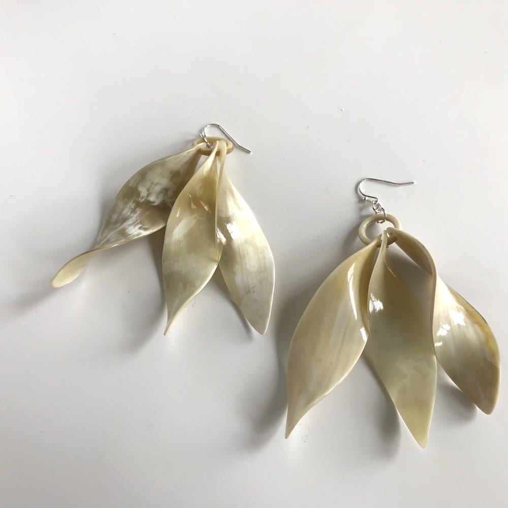 Up-Cycled Curly Horn Cascade Earrings