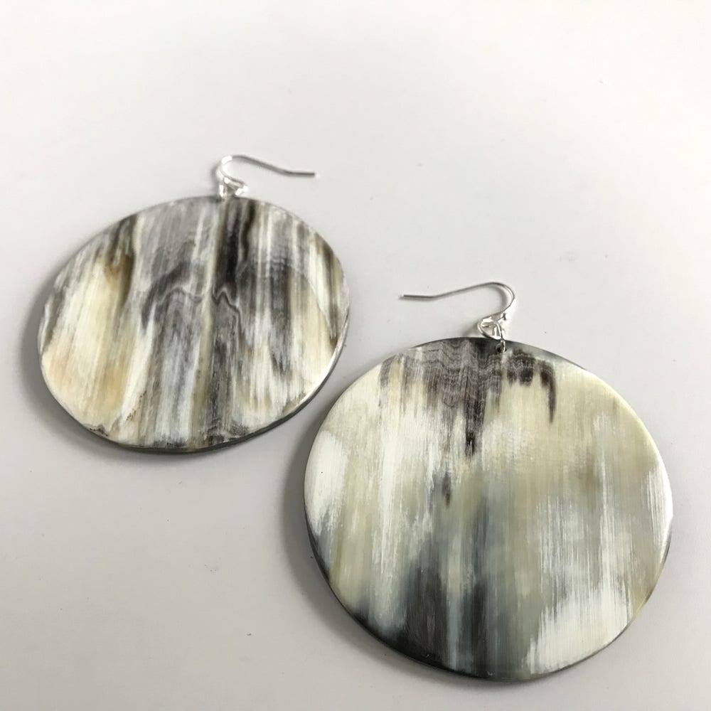 Up-Cycled Horn Disk Earrings