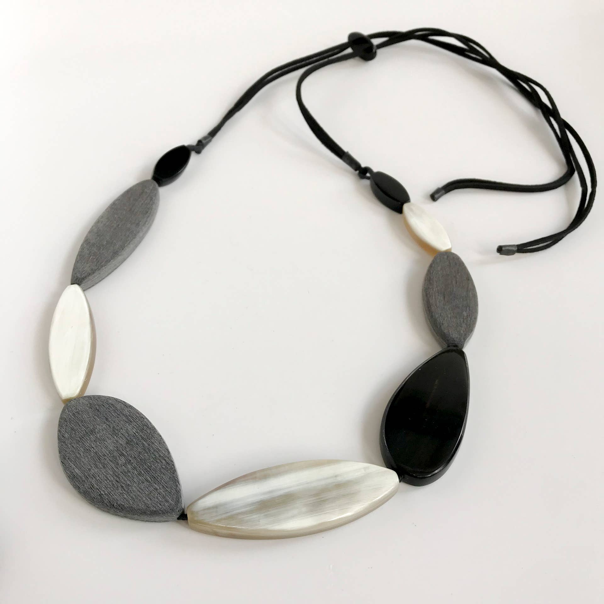 Up-Cycled Multi-Naturals Oval Horn Necklace