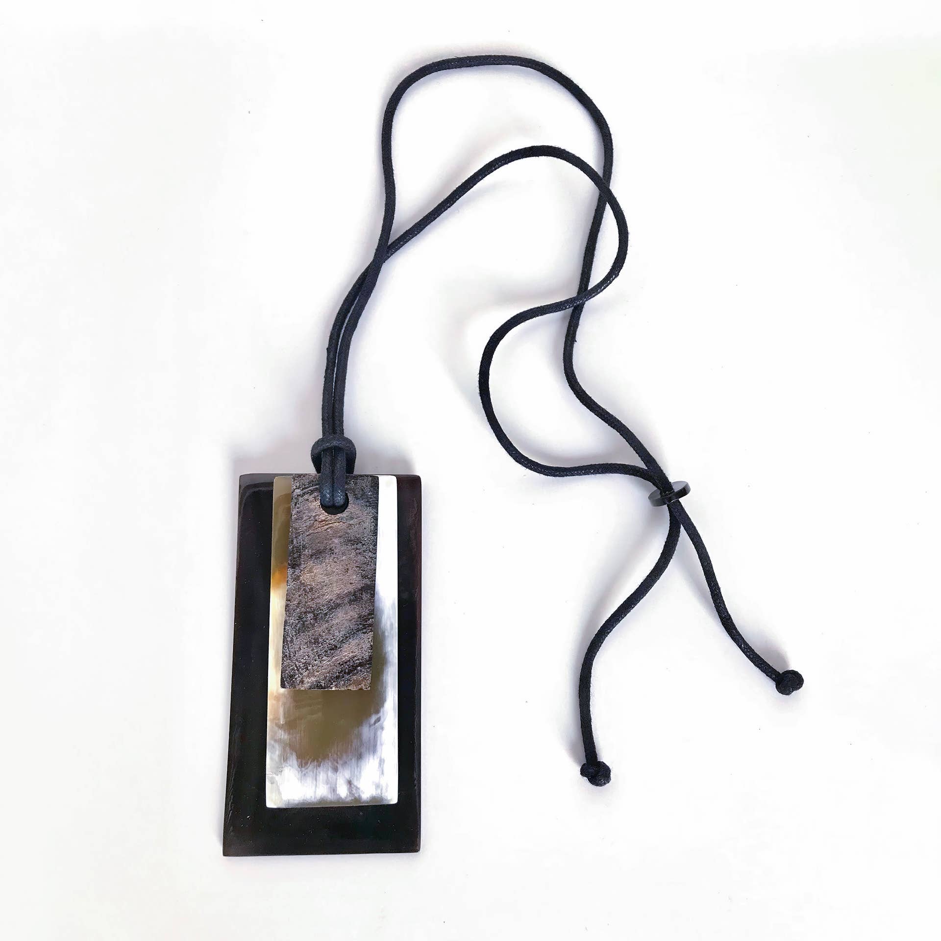 Up-Cycled Horn 3-Rectangle Necklace