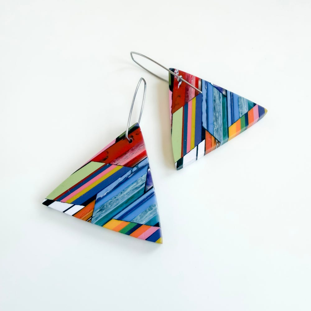 Poly-Resin Triangle Mosaic Earrings
