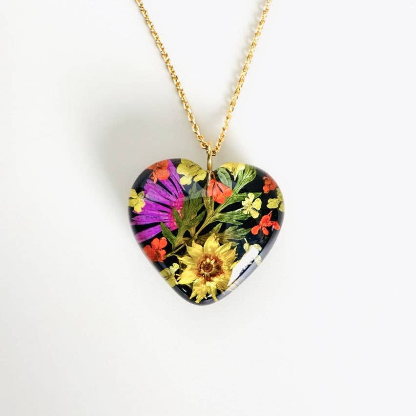 Botanical "Find Me in My Garden" Heart Pendant