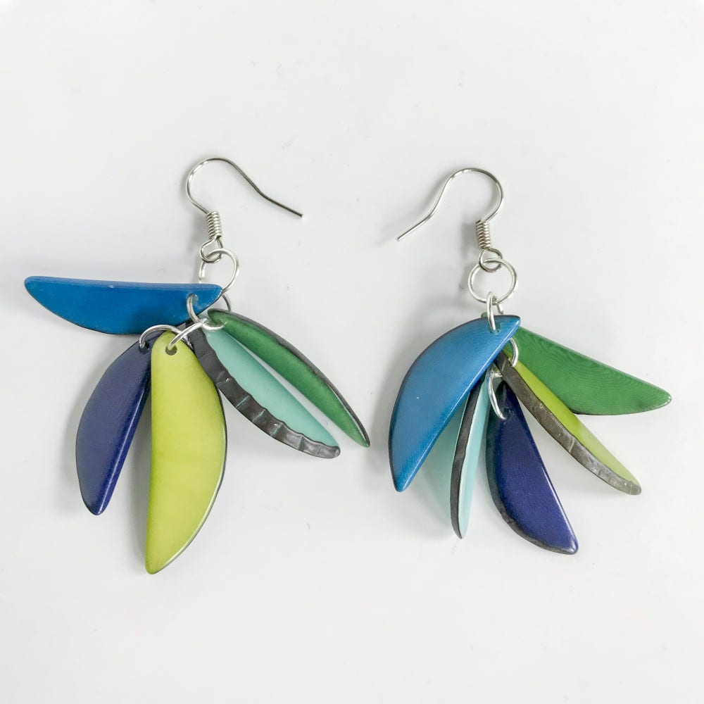 Tagua 5-Fragment Cascade Lua Earrings