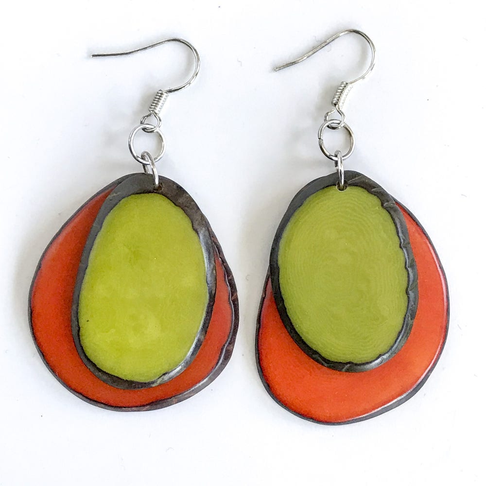 Tagua Maya Duet Slice Earrings